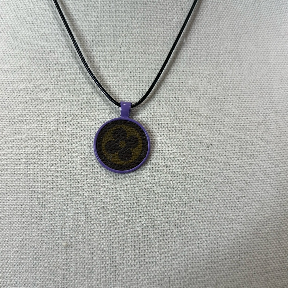 Necklace with upcycled Louis Vuitton monogram charm